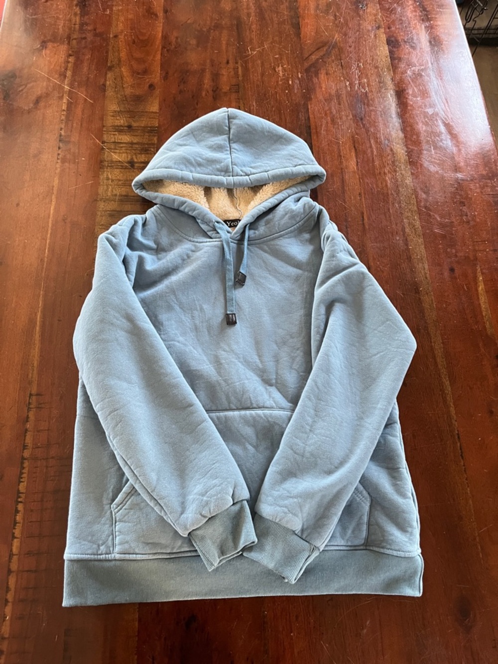 Blue wool hoodie